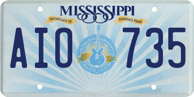 MS license plate AIO735