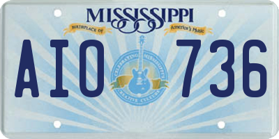MS license plate AIO736