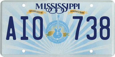 MS license plate AIO738