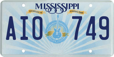 MS license plate AIO749