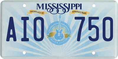 MS license plate AIO750