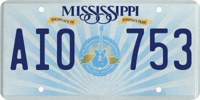 MS license plate AIO753