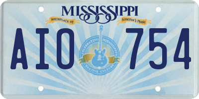 MS license plate AIO754
