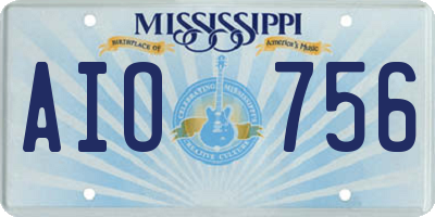 MS license plate AIO756