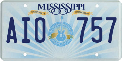 MS license plate AIO757