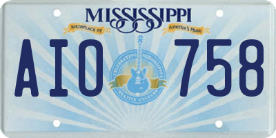 MS license plate AIO758