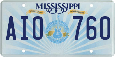 MS license plate AIO760
