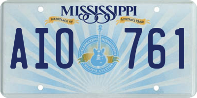 MS license plate AIO761