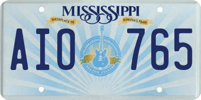 MS license plate AIO765