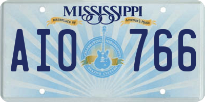 MS license plate AIO766