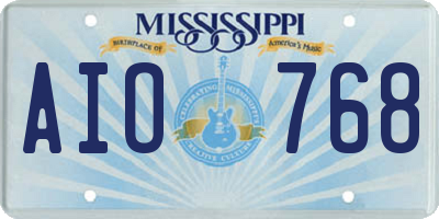 MS license plate AIO768