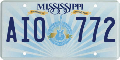 MS license plate AIO772