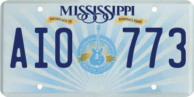MS license plate AIO773