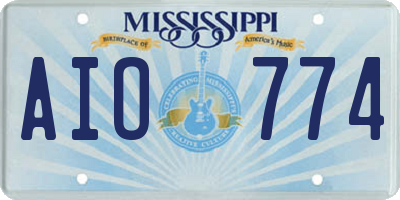MS license plate AIO774