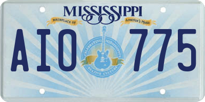 MS license plate AIO775