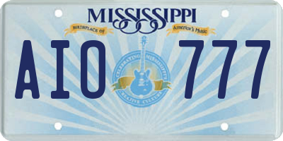 MS license plate AIO777