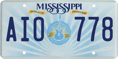 MS license plate AIO778