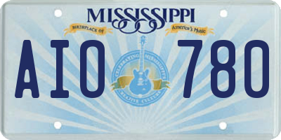 MS license plate AIO780
