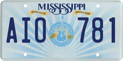 MS license plate AIO781
