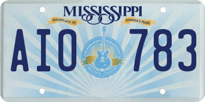 MS license plate AIO783
