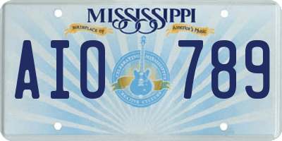 MS license plate AIO789
