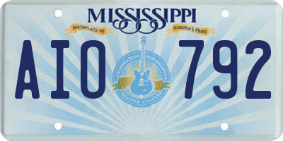 MS license plate AIO792