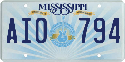 MS license plate AIO794