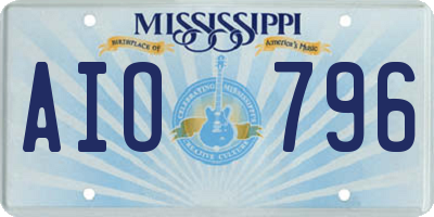 MS license plate AIO796
