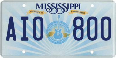 MS license plate AIO800