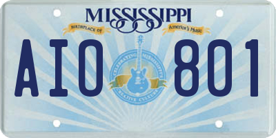 MS license plate AIO801