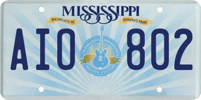 MS license plate AIO802