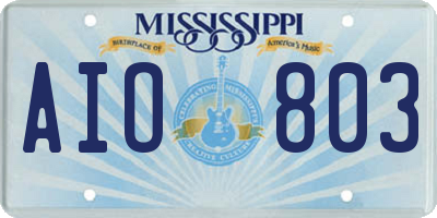 MS license plate AIO803