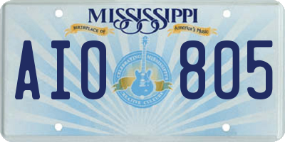 MS license plate AIO805