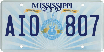 MS license plate AIO807