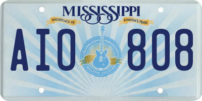 MS license plate AIO808