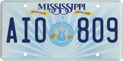 MS license plate AIO809