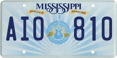 MS license plate AIO810