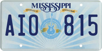 MS license plate AIO815