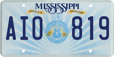 MS license plate AIO819