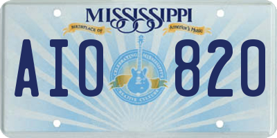 MS license plate AIO820