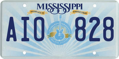 MS license plate AIO828