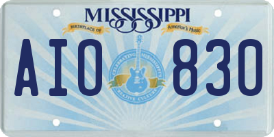 MS license plate AIO830