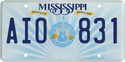 MS license plate AIO831