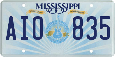 MS license plate AIO835