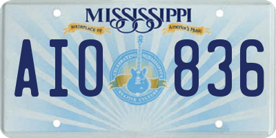 MS license plate AIO836