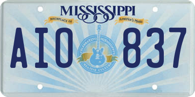 MS license plate AIO837