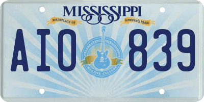 MS license plate AIO839