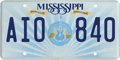 MS license plate AIO840