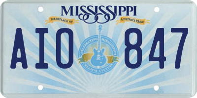 MS license plate AIO847