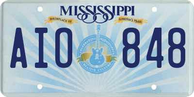 MS license plate AIO848